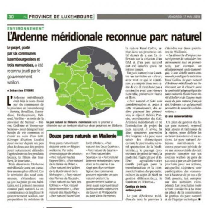 L'Ardenne méridionale reconnue parc naturel - Revue de presse GAL Ardenne Meridionale