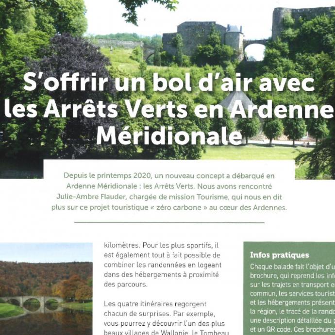 S'offir un bol d'air frais avec les Arrêts Verts en Ardenne méridionale - Revue de presse GAL Ardenne Meridionale