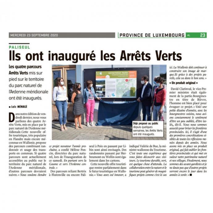 Ils ont inauguré les Arrêts Verts - Revue de presse GAL Ardenne Meridionale