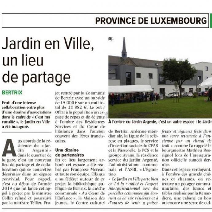 Jardin en ville, un lieu de partage - Revue de presse GAL Ardenne Meridionale