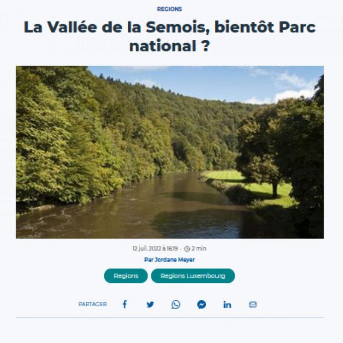 La Vallée de la Semois, bientôt Parc national ? - Revue de presse GAL Ardenne Meridionale