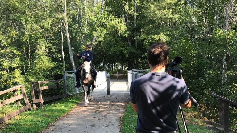 Tournage, capsule Web, Wellin, office du tourisme, parc naturel de l'ardenne méridionale, Tv Lux, passerelle maria, belvédère